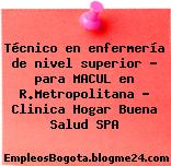 Técnico en enfermería de nivel superior – para MACUL en R.Metropolitana – Clinica Hogar Buena Salud SPA