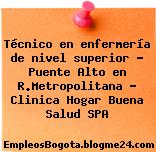 Técnico en enfermería de nivel superior – Puente Alto en R.Metropolitana – Clinica Hogar Buena Salud SPA