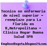 Tecnico en enfermeria de nivel superior – reemplazo para La Florida en R.Metropolitana – Clinica Hogar Buena Salud SPA