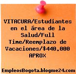 VITACURA/Estudiantes en el área de la Salud/Full Time/Reemplazo de Vacaciones/$440.000 APROX