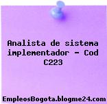 Analista de sistema implementador – Cod C223