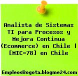 Analista de Sistemas TI para Procesos y Mejora Continua (Ecommerce) en Chile | [MIC-78] en Chile