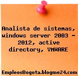 Analista de sistemas, windows server 2003 – 2012, active directory, VMWARE
