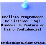 Analista Programador De Sistemas – Sql Windows De Centura en Maipo Confidencial