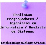 Analistas Programadores / Ingenieros en Informática / Analista de Sistemas