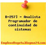B-257] – Analista Programador de continuidad de sistemas