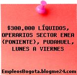 $300.000 LÍQUIDOS, OPERARIOS SECTOR ENEA (PONIENTE), PUDAHUEL, LUNES A VIERNES