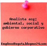 Analista asg: ambiental, social y gobierno corporativo