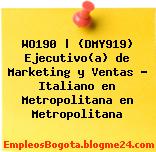WO190 | (DMY919) Ejecutivo(a) de Marketing y Ventas – Italiano en Metropolitana en Metropolitana