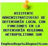 ASISTENTE ADMINISTRATIVO(A) DE DEFENSORÍA LOCAL CON FUNCIONES EN LA DEFENSORÍA REGIONAL METROPOLITANA SUR