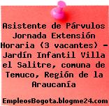 Asistente de Párvulos Jornada Extensión Horaria (3 vacantes) – Jardín Infantil Villa el Salitre, comuna de Temuco, Región de la Araucanía