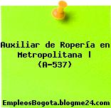 Auxiliar de Ropería en Metropolitana | (A-537)
