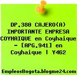 DP.380 CAJERO(A) IMPORTANTE EMPRESA COYHAIQUE en Coyhaique – [APG.941] en Coyhaique | Y462
