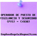 OPERADOR DE PUESTO DE VIGILANCIA Y SEGURIDAD (PVS) – (X930)